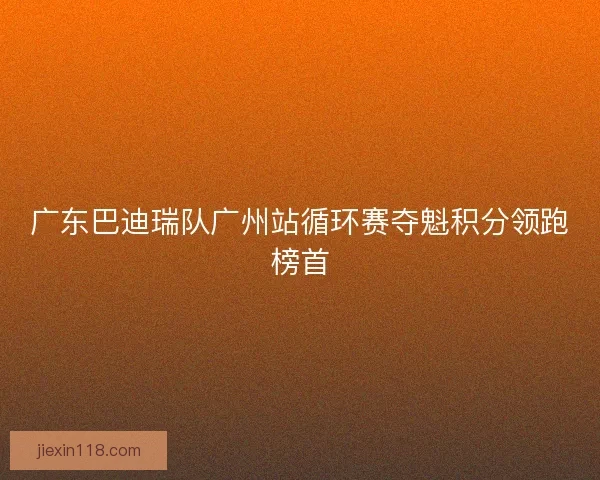 广东巴迪瑞队广州站循环赛夺魁积分领跑榜首